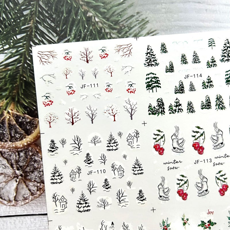 GRITOSE Christmas Nail Art Stickers Decals Snowflake Water Transfer Nail Stickers Winter Holiday Nail Supplies Christmas Tree Nail Designs French Nail Decorations for Women Nail Art Supplies Decor 12 Sheets - Image 3